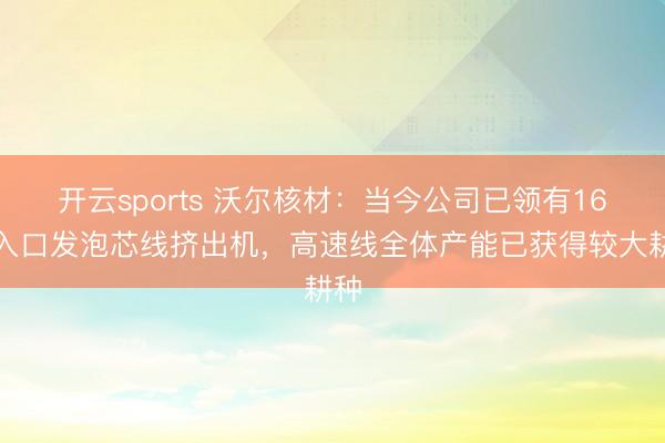 开云sports 沃尔核材:当今公司已领有16台入口发泡芯线挤出机,高速线全体产能已获得较大耕种