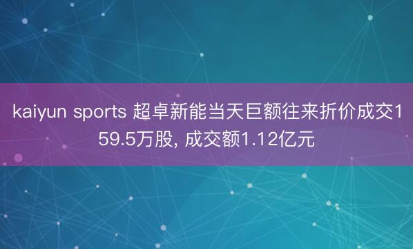 kaiyun sports 超卓新能当天巨额往来折价成交159.5万股， 成交额1.12亿元