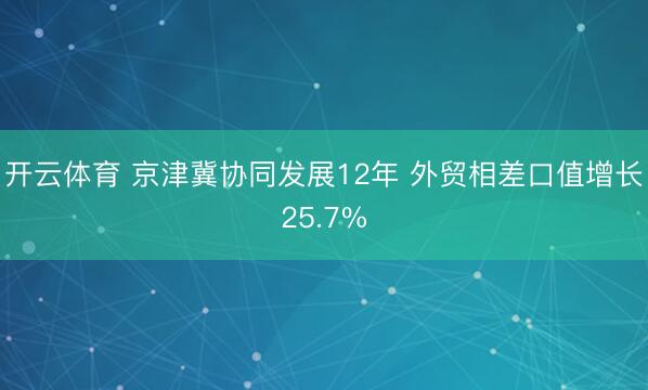 开云体育 京津冀协同发展12年 外贸相差口值增长25.7%