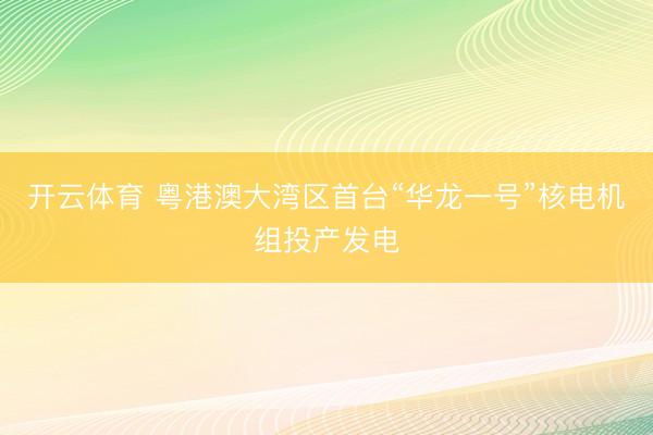 开云体育 粤港澳大湾区首台“华龙一号”核电机组投产发电